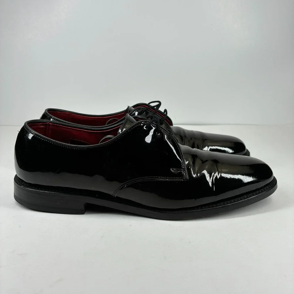 Allen Edmonds Spencer Men's US 9.5A Black Patent Leather Tuxedo Derby Dress Shoe